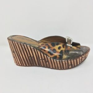 Dezaria Platform Sandal Animal Print  Rhinestones